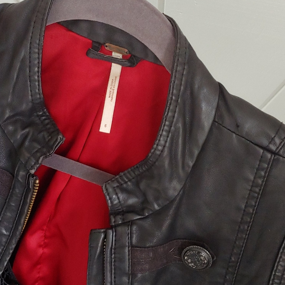 Free People faux leather band jacket